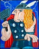 Superheroes in a Picasso style by Mike Esparza