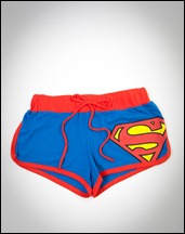 Superman booty shorts front
