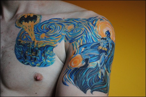 Starry Night over the Gotham City Batman Tattoo