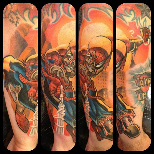 Marvel Zombies Spider-Man tattoo by Mat Lapping